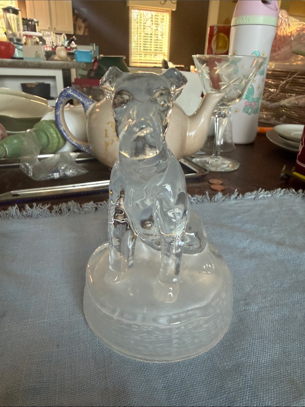 Clear and frosted crystal Dog Figurine Decorative Accent
